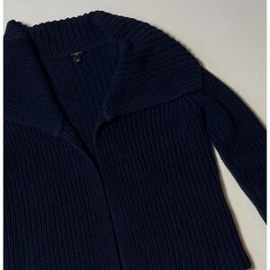 Talbots Ribbed Knit Open Front Cardigan Size SP Navy Blue 100% Cotton Sweater